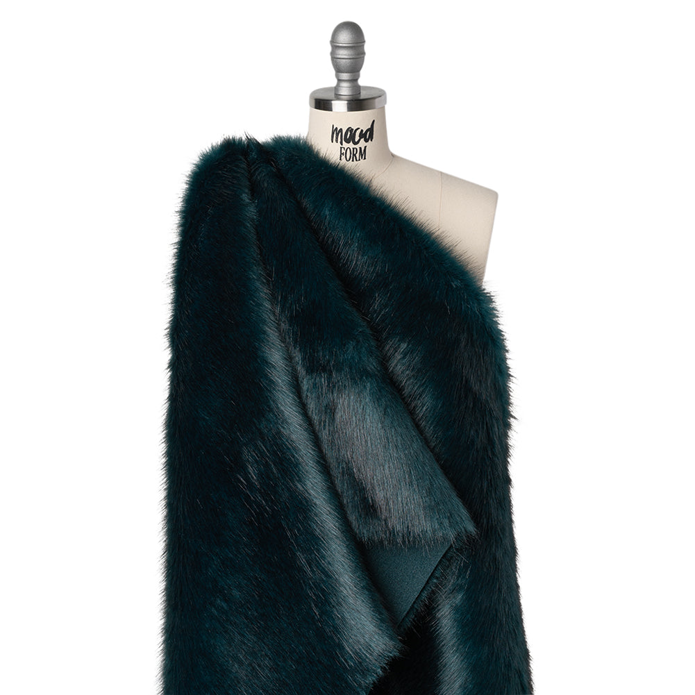 Plush Medium Pile Faux Fur - Dark Teal - Famous Australian Designer Deadstock - Joann Fabrics