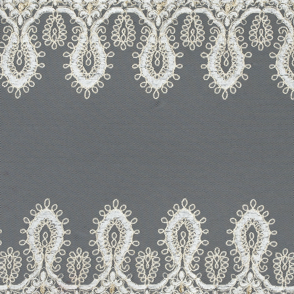 White and Gold Embroidery on Mesh - 10