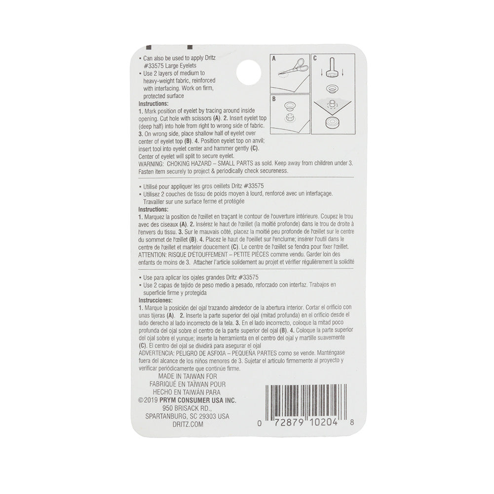 Dritz Large Nickel Eyelets Kit Size 1/4 - 12ct - Joann Fabrics