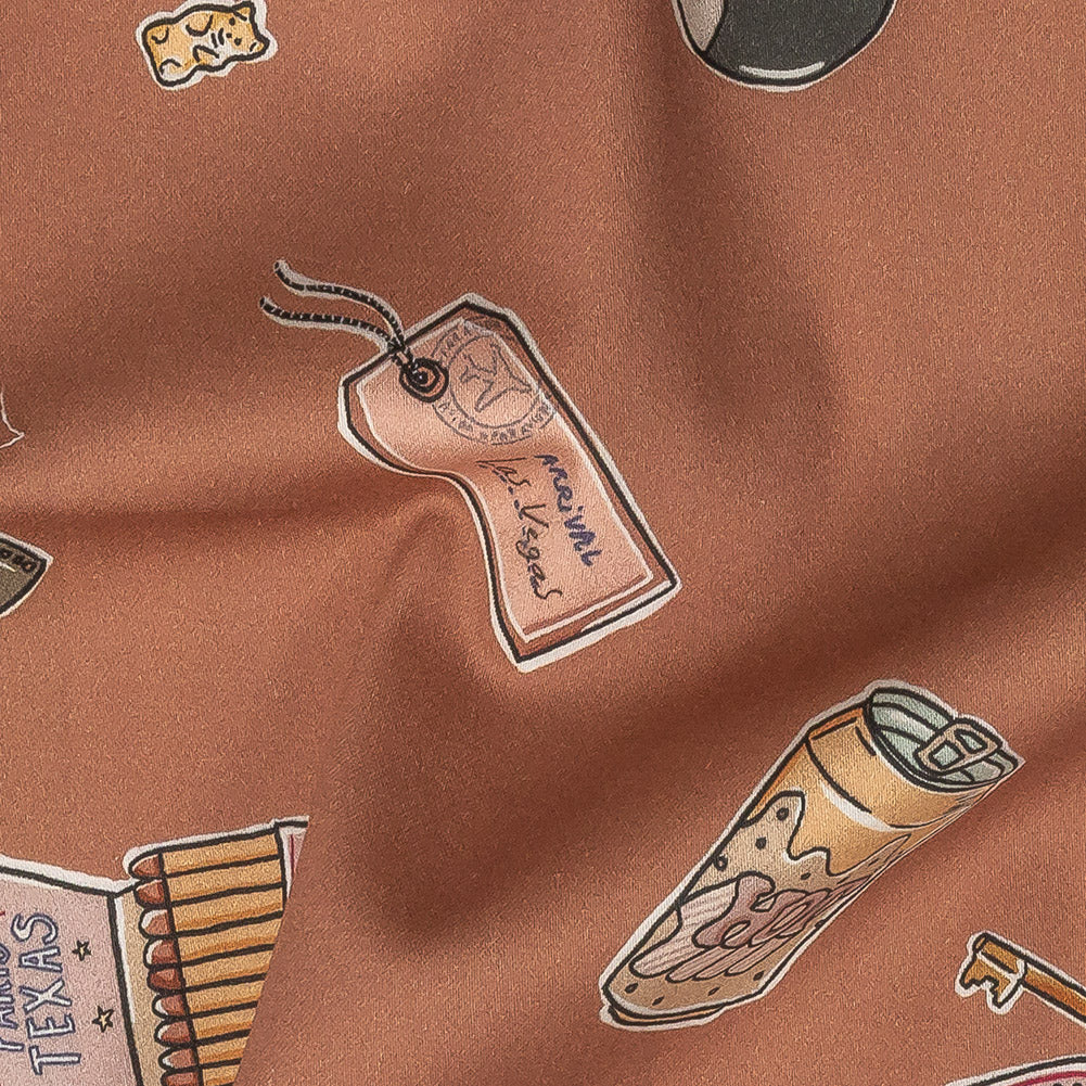 Stretch Cotton Sateen - Rosy Pink Object Icons - La Sera Print - Mood Exclusive Viso Collection - Joann Fabrics
