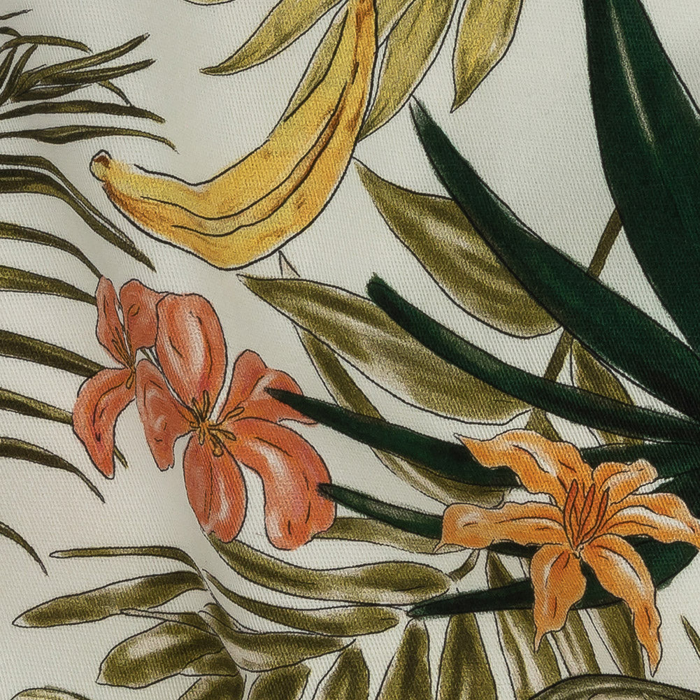Stretch Cotton Twill Print - Green Palm Leaves and Fruit - Mood Exclusive Fruitful Circumstances - Joann Fabrics