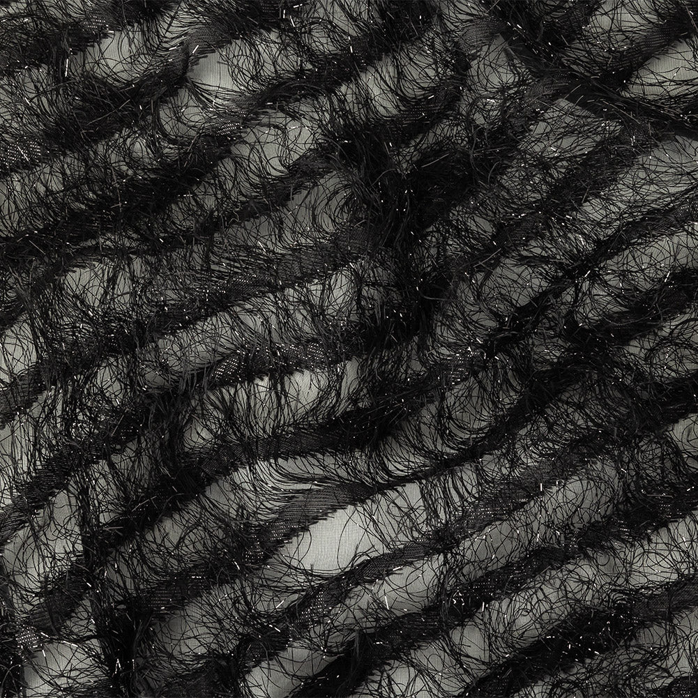Novelty Metallic Black Regimental Striped Fringe on a Silk Base - Joann Fabrics