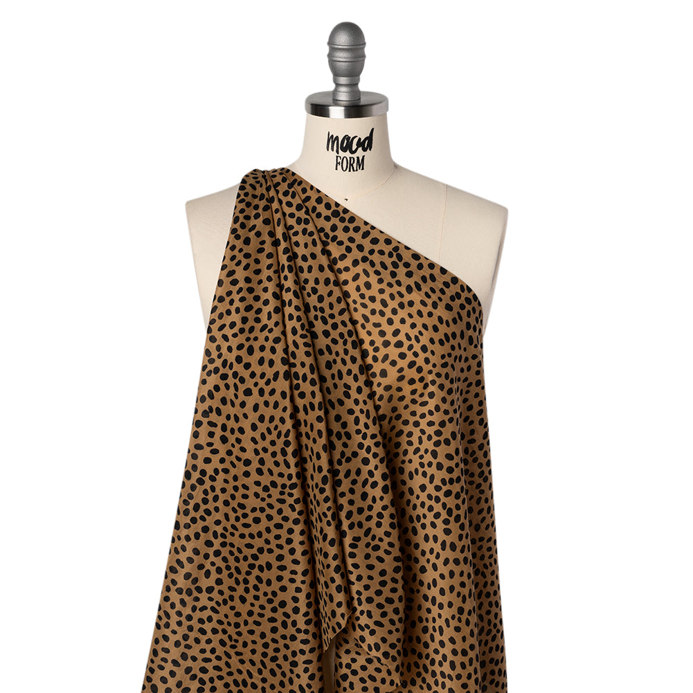 Silk and Cotton Voile Print - Tan and Black Little Spots - Deadstock - Joann Fabrics