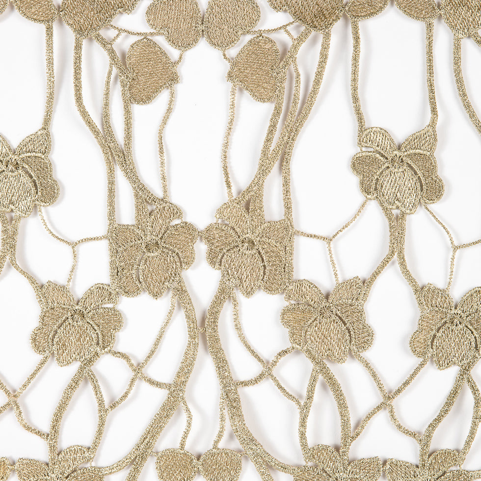 Metallic Gold Floral Lace Trimming - 16