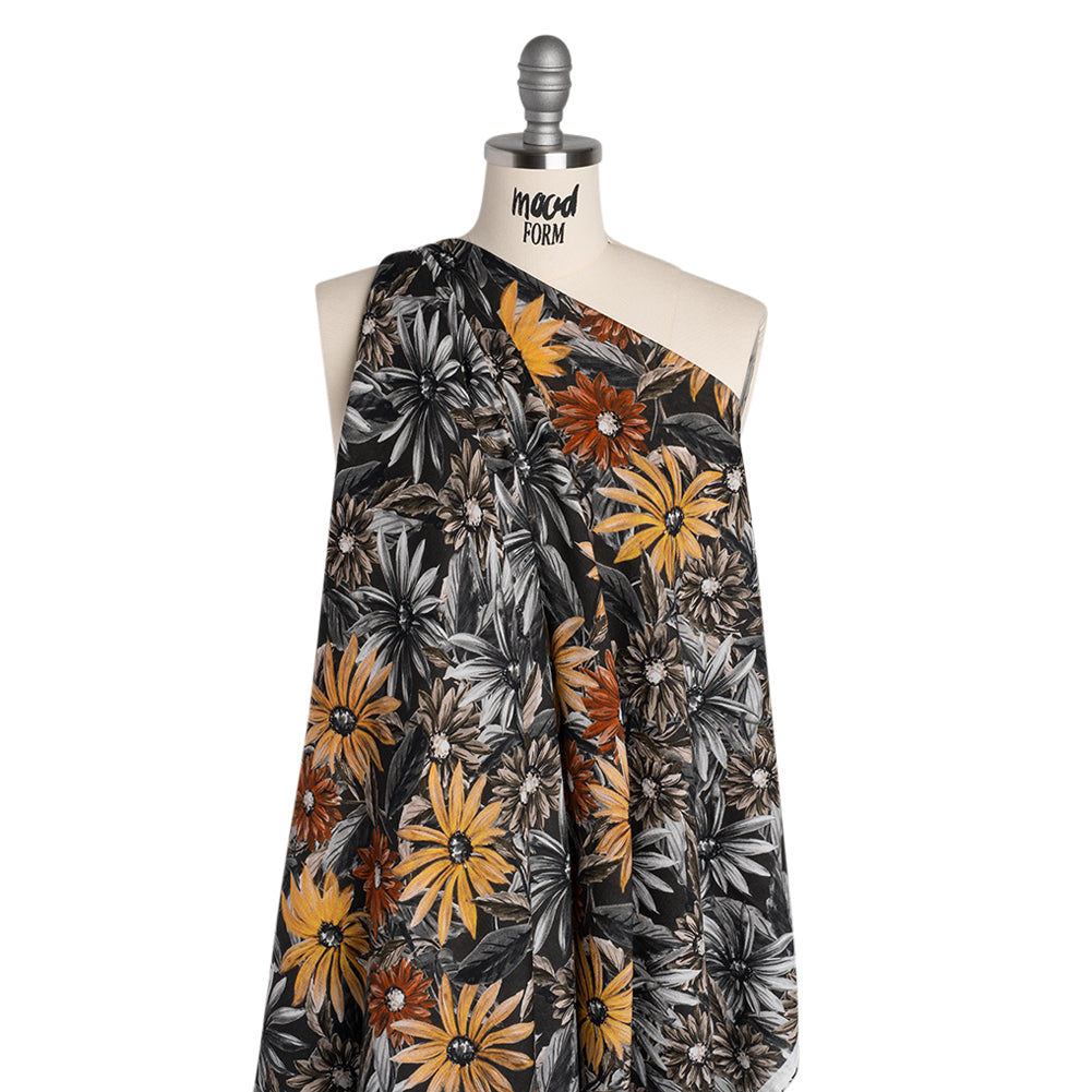 Cotton Crepe - Gray, Yellow and Red Florals - Mood Exclusive Fated Florals Print - Joann Fabrics