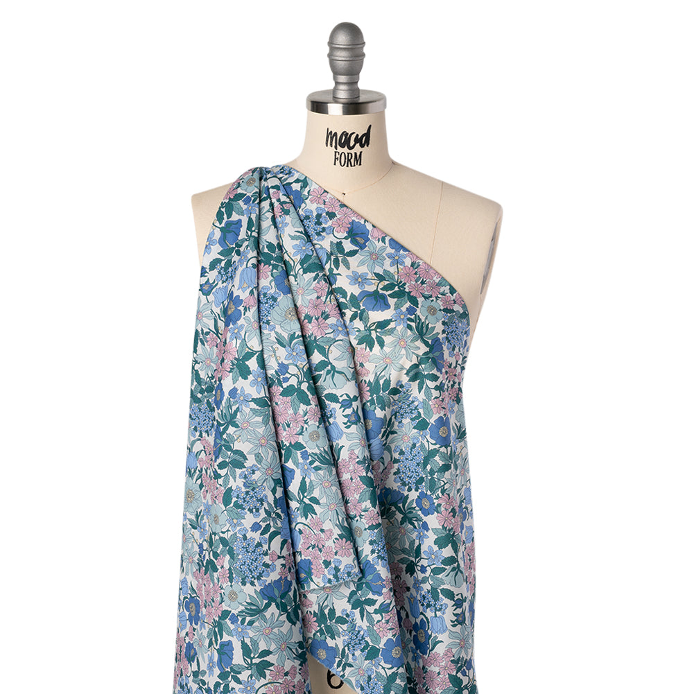 Liberty Fabrics Tana Lawn® - Clarabell Blue - Sky Blue, Teal and Baby Pink Floral - Joann Fabrics