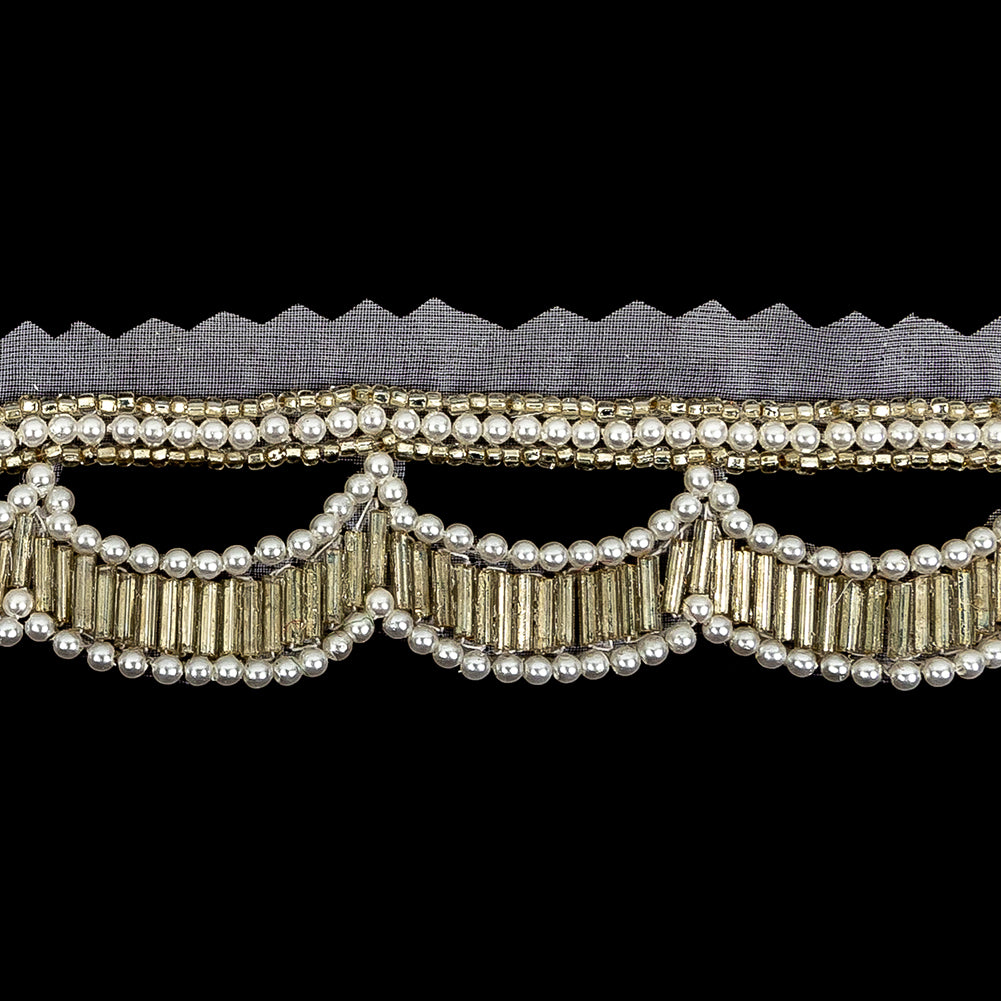Vintage Fancy Pearl and Off-White Scallop Beaded Fringe - 1