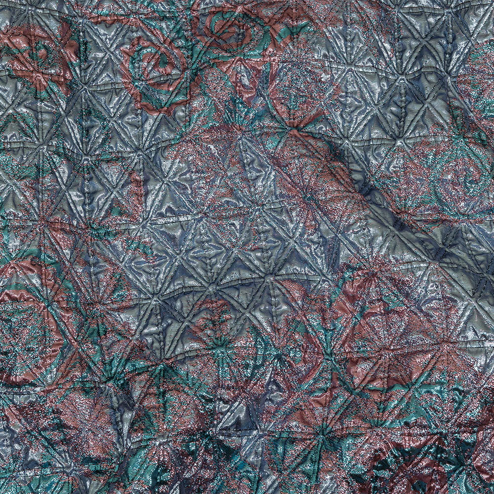 Metallic Powder Blue, Aqua and Baby Pink Lattice Quilted Look Luxury Brocade - Joann Fabrics