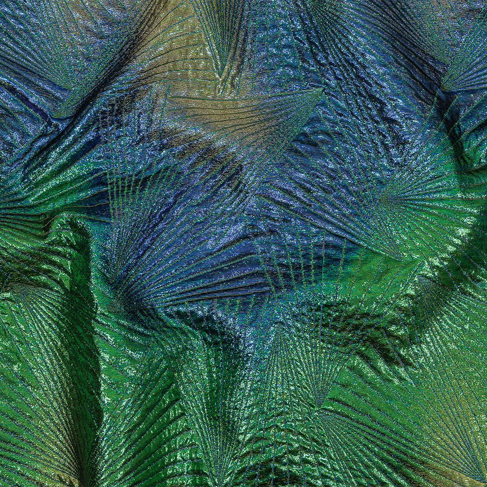 Metallic Royal Blue, Green and Gold Fanning Rays Luxury Brocade - Joann Fabrics