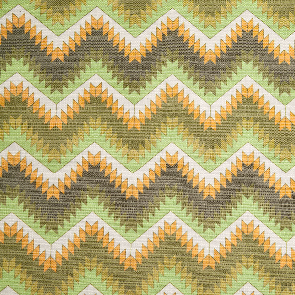 Spanish Green/Orange Geometric Poly/Cotton Canvas - Joann Fabrics