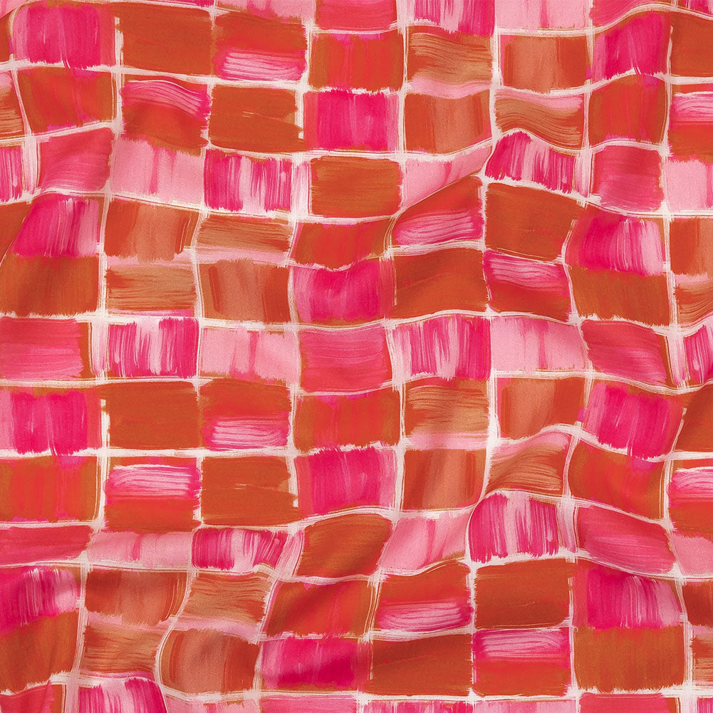 Cotton Voile - Pink Painted Squares - Swatch Me Print - Mood Exclusive Citrus Collection - Joann Fabrics