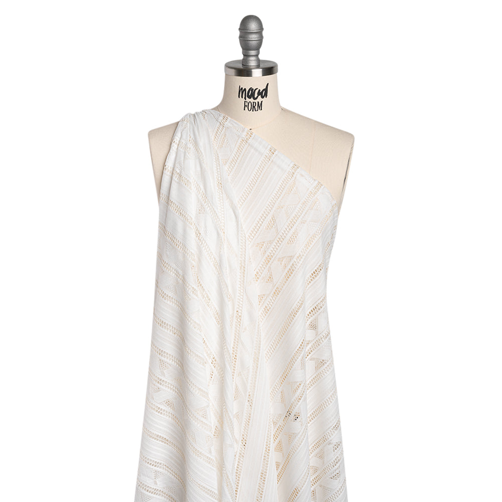 Corded Lace - Ivory Geometric Stripes - Joann Fabrics