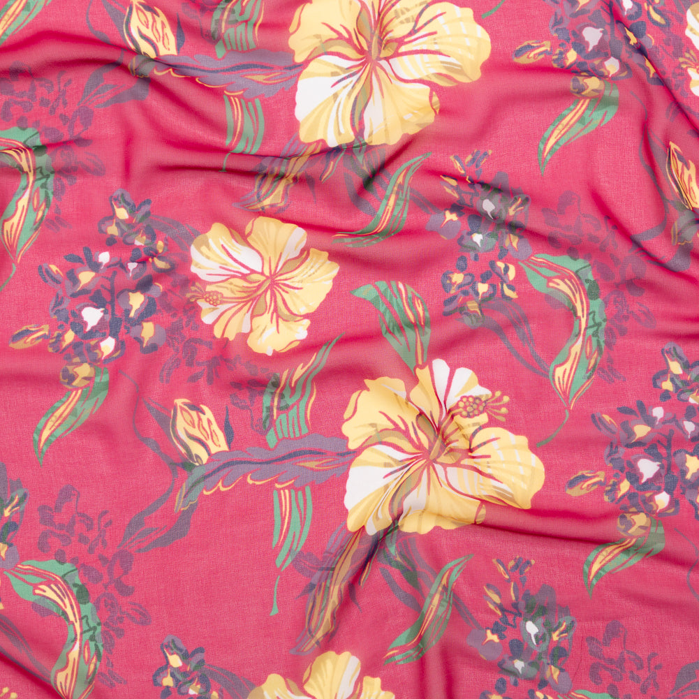 Italian Deep Magenta Floral Polyester Georgette - Joann Fabrics
