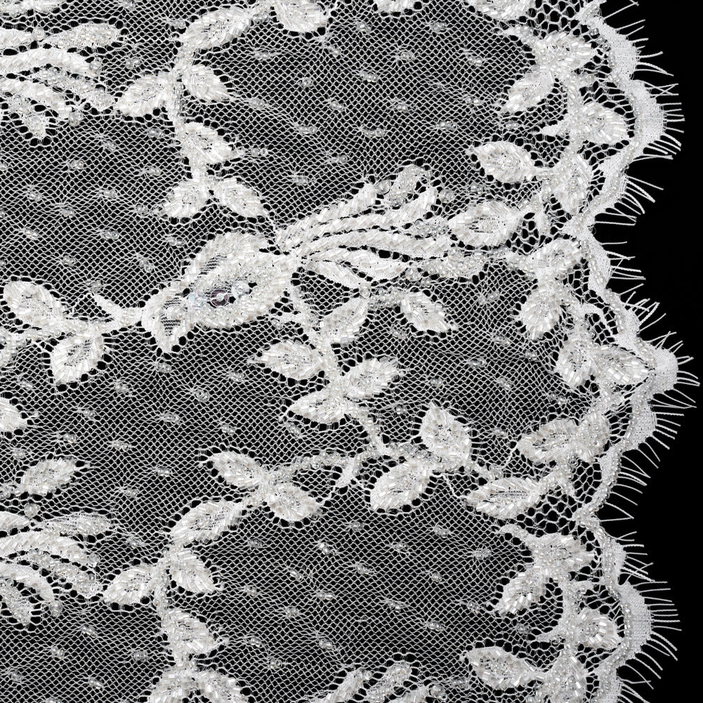Beaded Lace with Finished Edges - White Foliage - Joann Fabrics