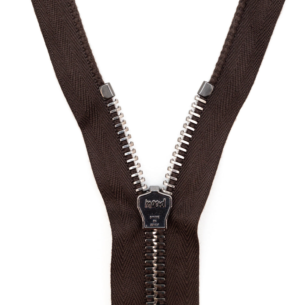 Mood Exclusive Italian Brown and Gunmetal T8 Open End Metal Zipper - 27.5