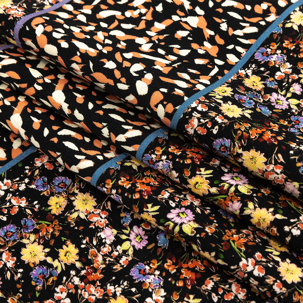 Stretch Cotton Sateen - Floral and Abstract Stripes - Fragmented Flourishings Print - Mood Exclusive Tumunyana Collection - Joann Fabrics