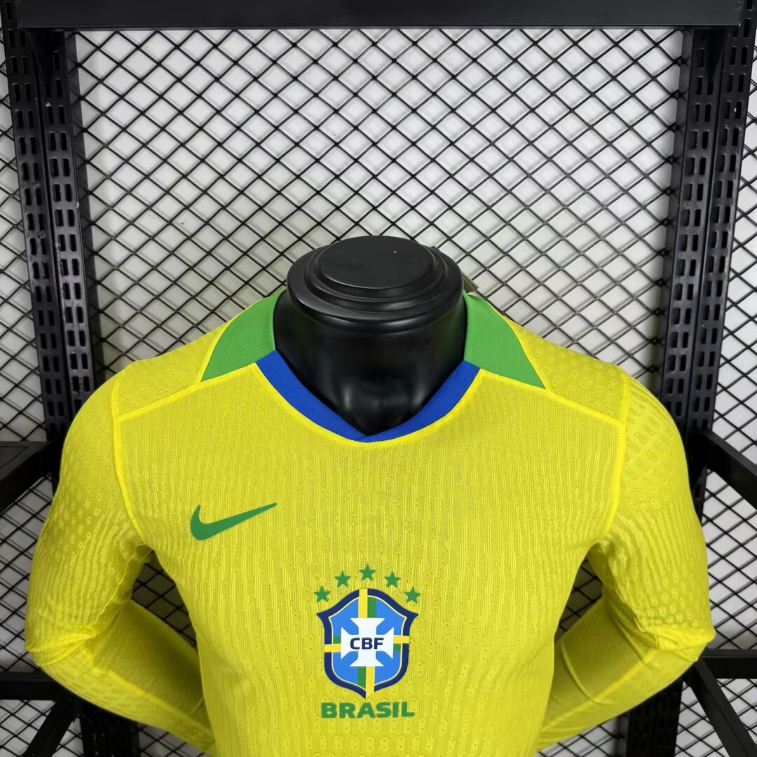 2025/2026 Long sleeves Player Version Brazil Home Football Jersey 1:1 Thai quality