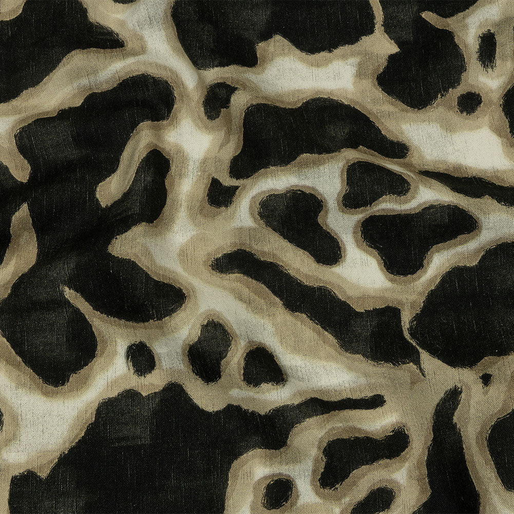 Linen and Rayon Woven - Black and Beige Abstract Spots - Fragments of Memory Print - Mood Exclusive Rockland Collection - Joann Fabrics