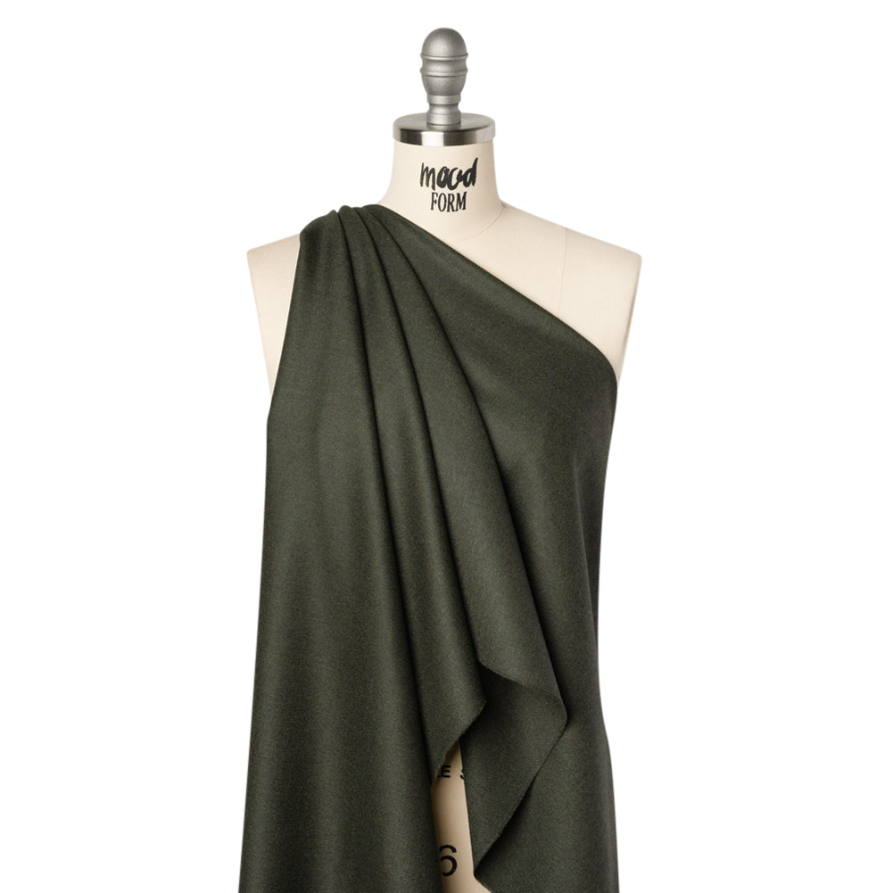 Brushed Virgin Wool Twill Made in Italy - Heathered Dark Forest Green - Joann Fabrics