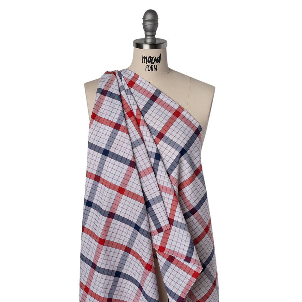 Cotton Shirting - Red, Blue and White Checked Plaid - Deadstock - Joann Fabrics