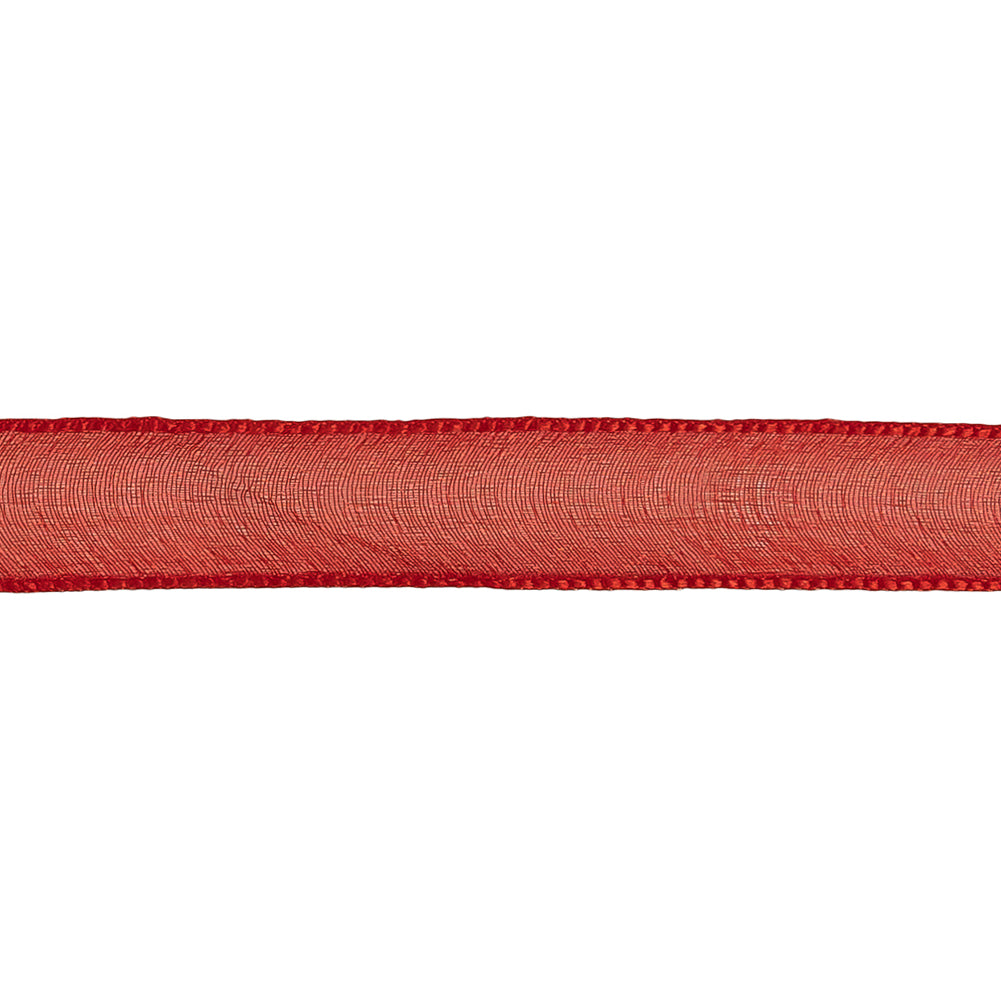 Red Shimmering Organza Ribbon with Woven Edges - 0.75