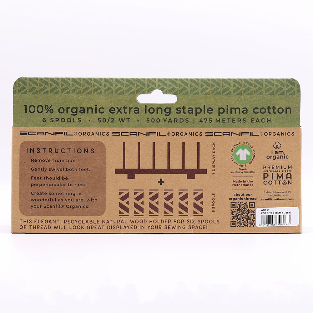 SCANFIL® 50wt Organic Pima Cotton Thread Set - 6ct 500yd Spools & Wood Rack - Harvest Time - Joann Fabrics