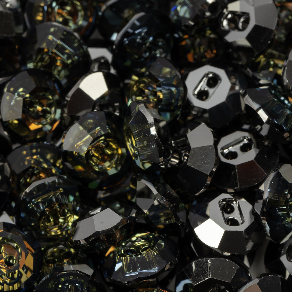 Vintage Tabac Rhinestone Two Hole Button with Gunmetal Backing - 13L/8mm - Joann Fabrics