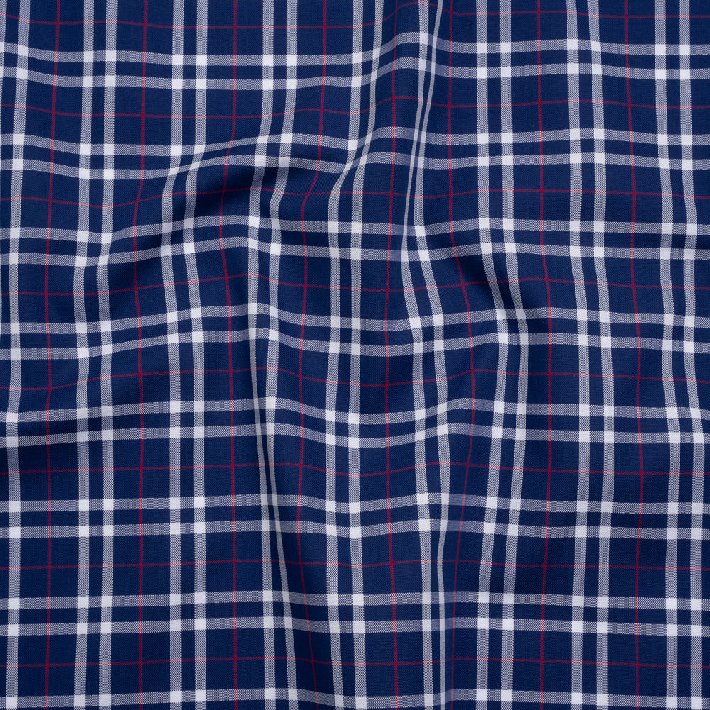 Cotton Shirting - Blue, White and Red Plaid - Deadstock - Joann Fabrics