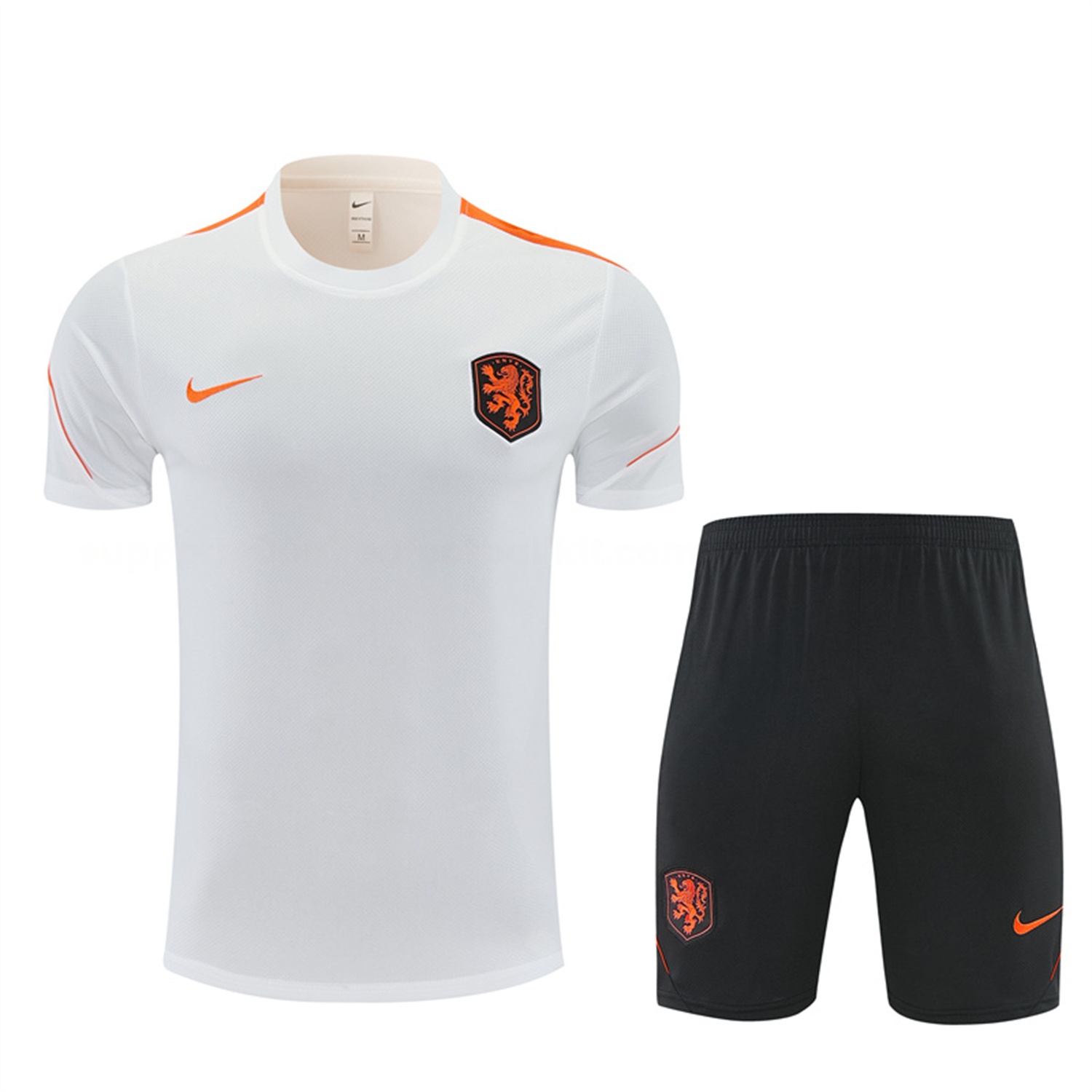Netherlands 2026 Kids Short-Sleeve Training Set - White With Orange Top & Black With Orange Pants - UnitedFutballJersey