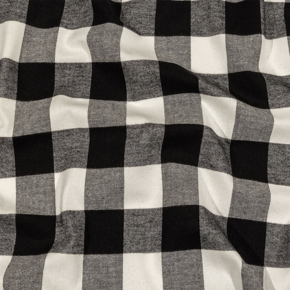 Balenciaga Italian Black and White Alyssum Buffalo Check Brushed Cotton Twill Flannel - Joann Fabrics