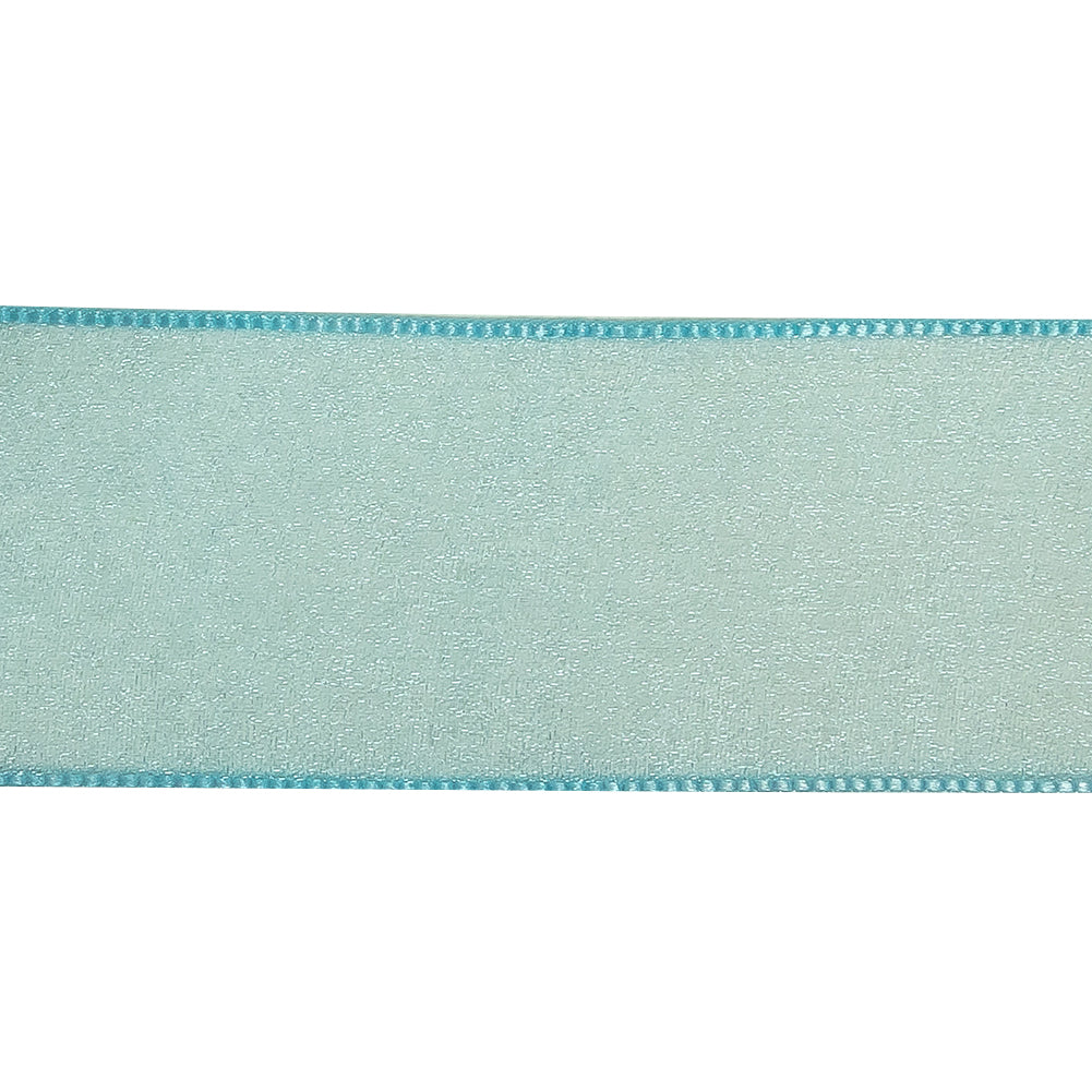 Sky Blue Shimmering Organza Ribbon with Woven Edges - 1.5