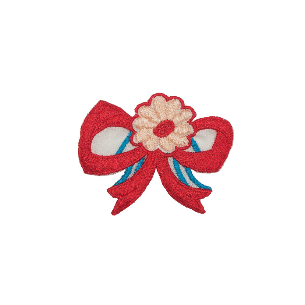Red Flower Bow Applique - 3.5