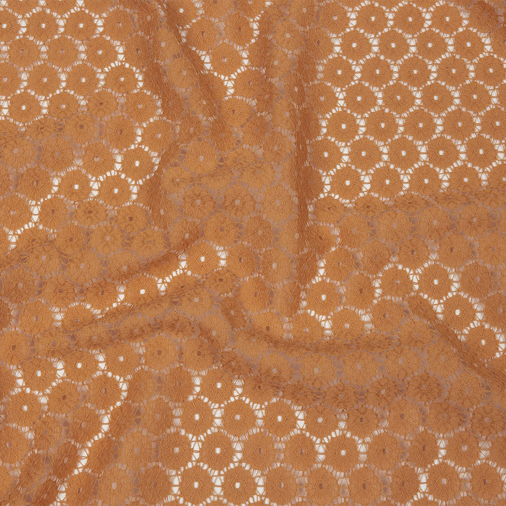 Famous Australian Designer Tan Floral Cotton Blend Re-Embroidered Lace - Joann Fabrics