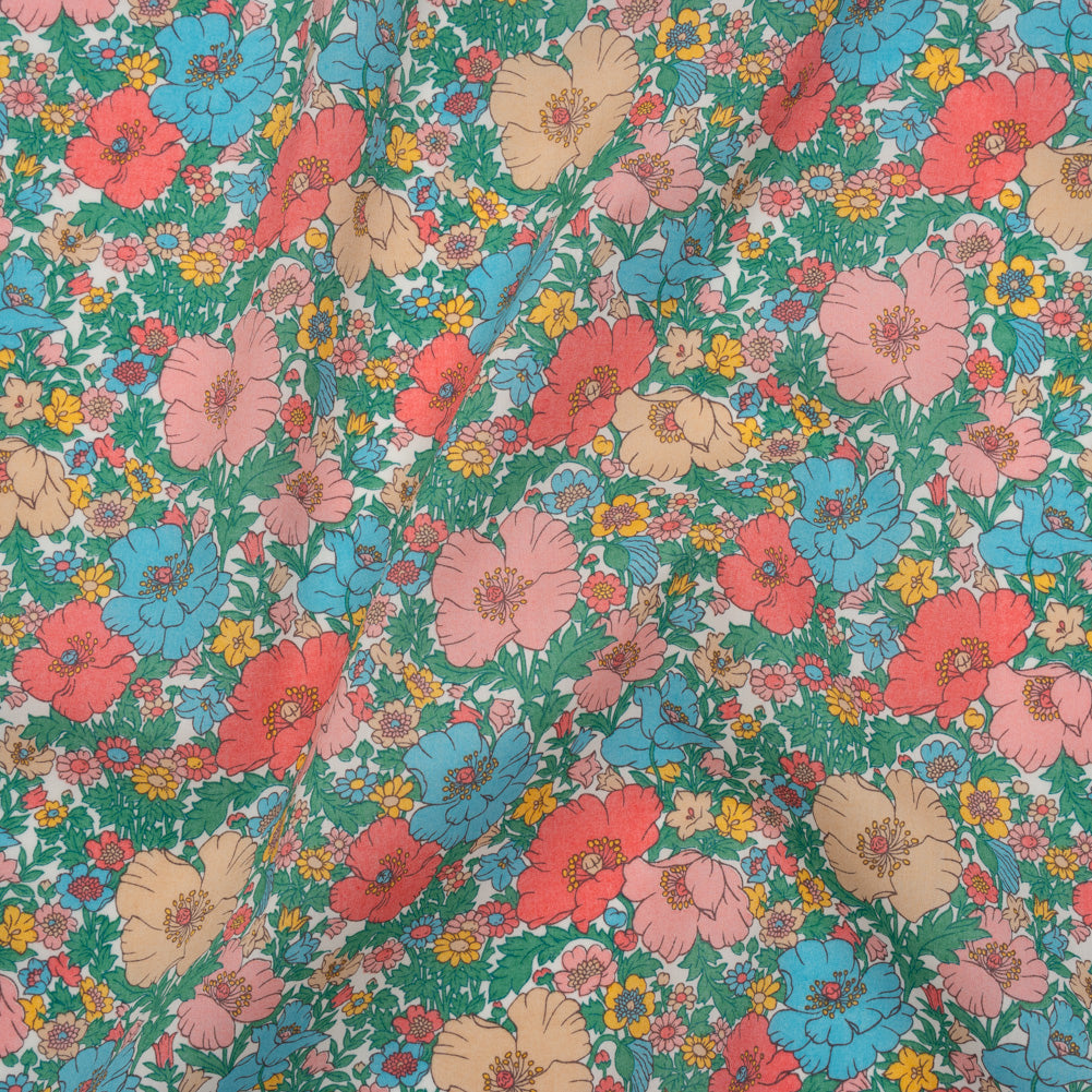 Liberty Fabrics Tana Lawn® - Meadow Song Green - Pink, Blue and Green Flower Field - Joann Fabrics
