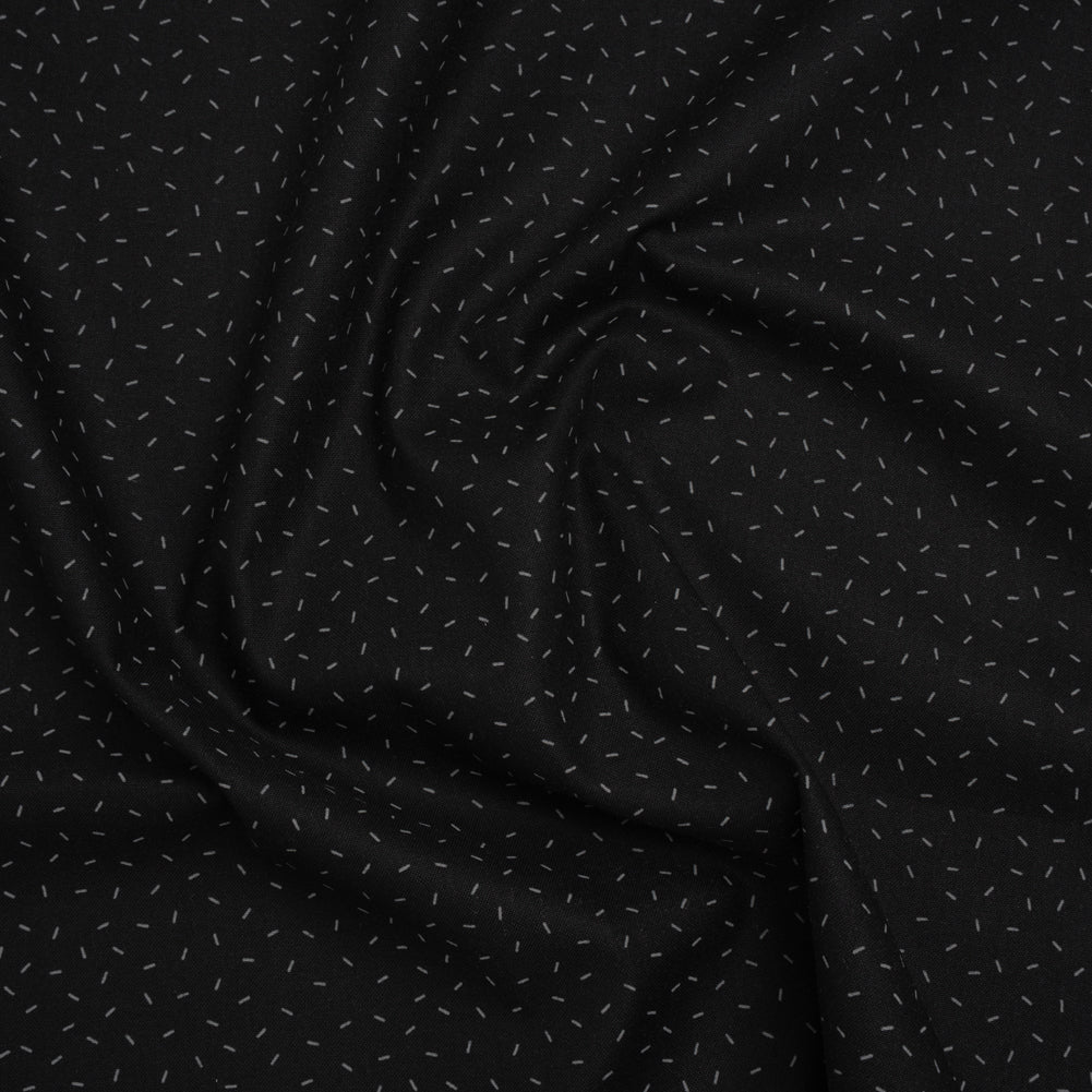 Printed Quilting Cotton by Ghazal Razavi for FIGO Studio - Black and Gray Dashes - Dusk Collection - Joann Fabrics