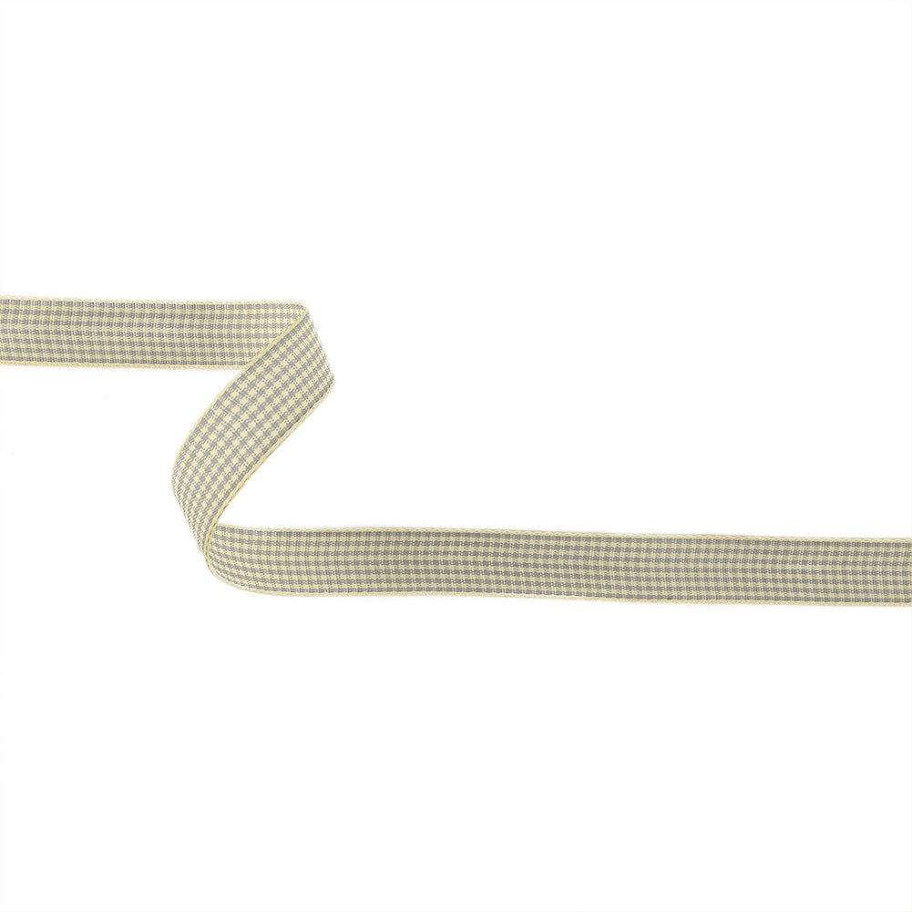 Cool Gray and Cannoli Cream Houndstooth Check Woven Ribbon - 0.625