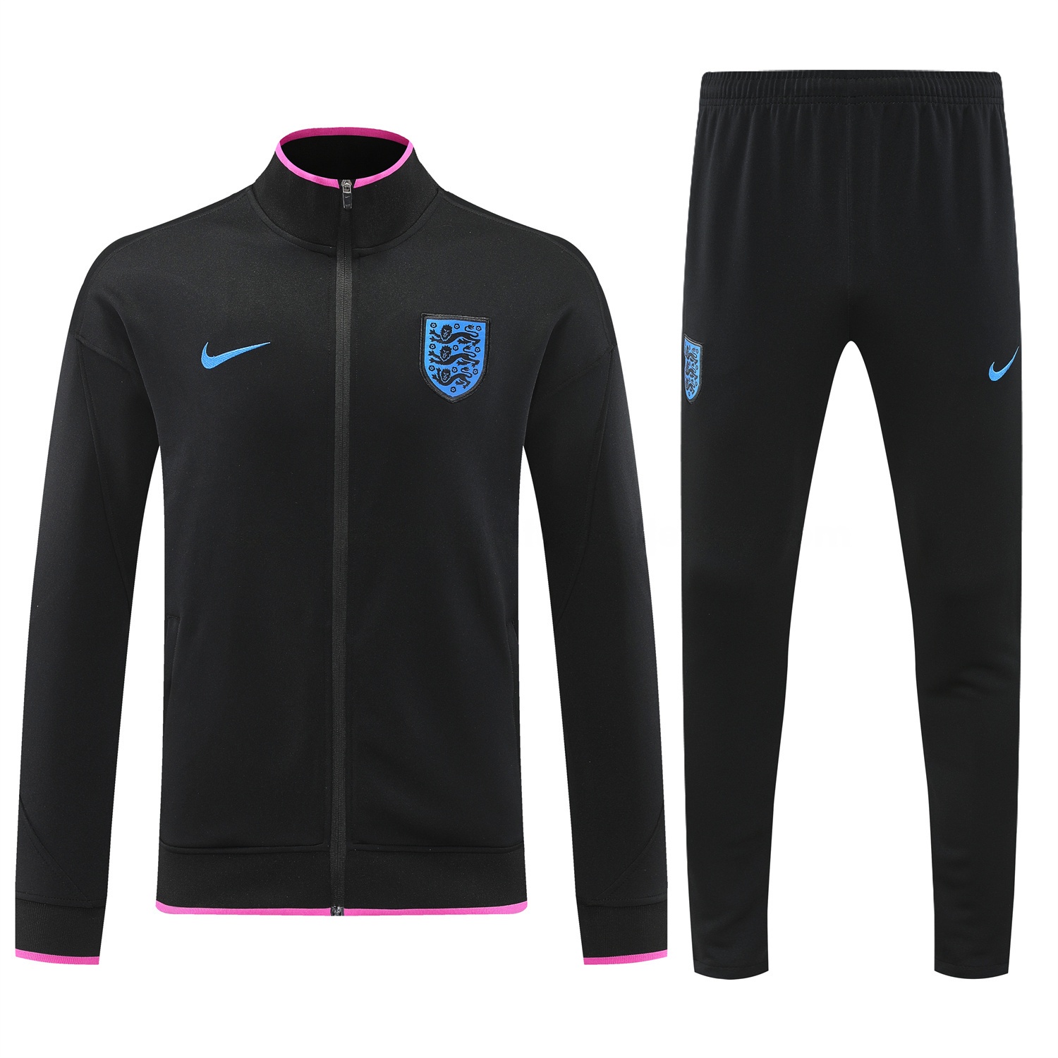 England 2026 Jacket Training Tracksuit - Black Top and Black Pants - UnitedFutballJersey
