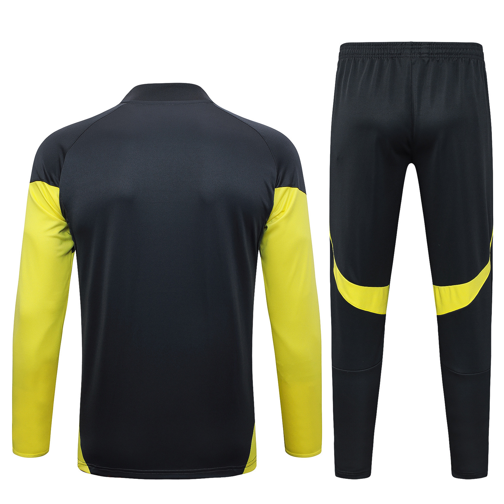 2025/2026 Real Madrid Dark gray with yellow sleeves Half-Pull Training Suit Football Shirt 1:1 Thai Quality Set