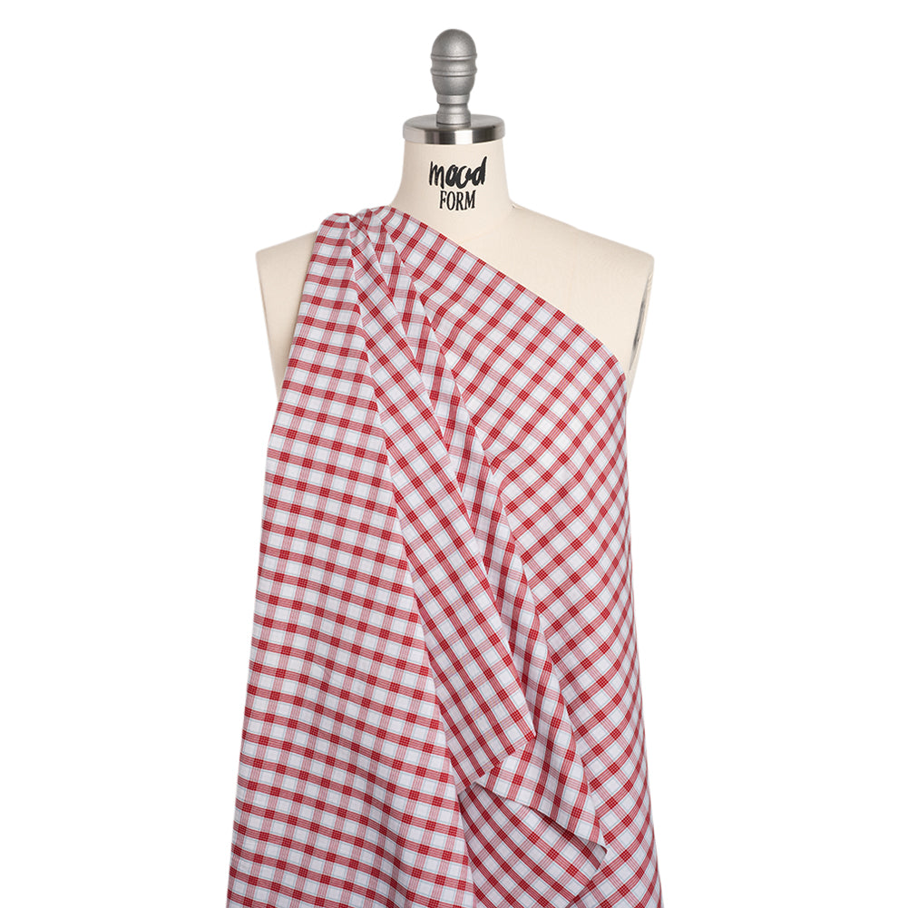 Cotton Shirting - Red, Baby Blue and White Plaid - Deadstock - Joann Fabrics