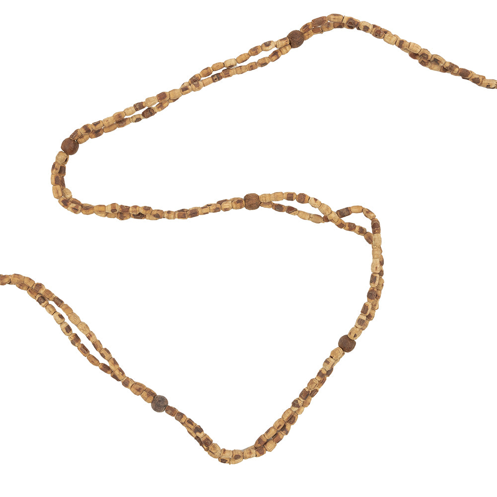 Vintage Dark Brown and Natural Wood Beaded Double Strand Belt - 56