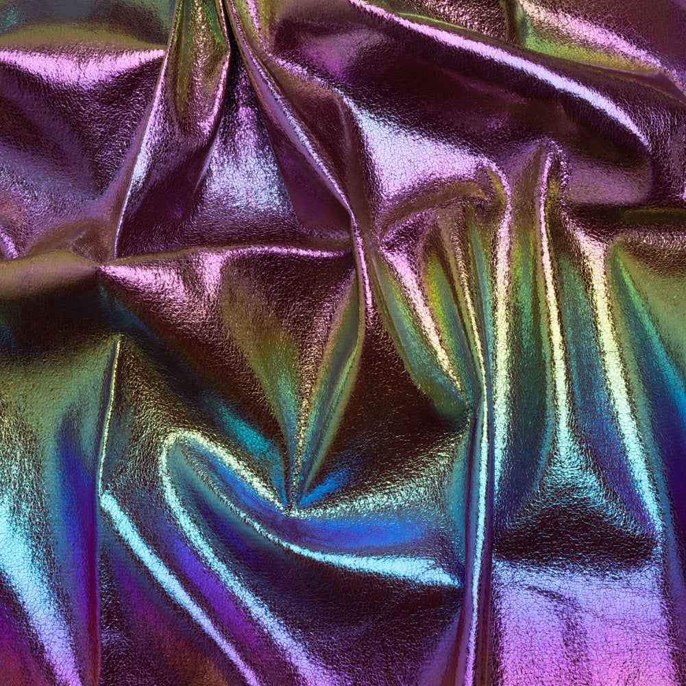 Crinkled Metallic Faux Leather - Silver, Yellow and Fuchsia Ombre - Adriana Collection - Joann Fabrics