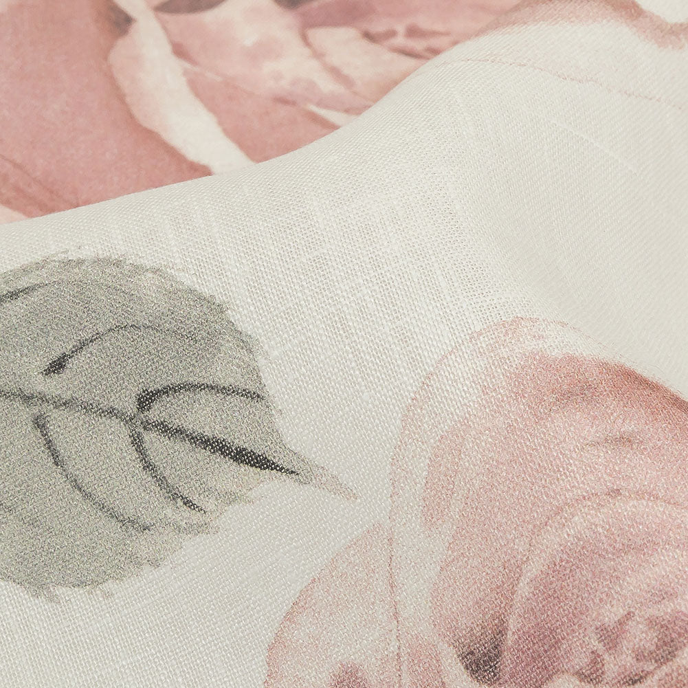Dusty Pink, Gray and White Roses Medium Weight Linen Woven - Joann Fabrics