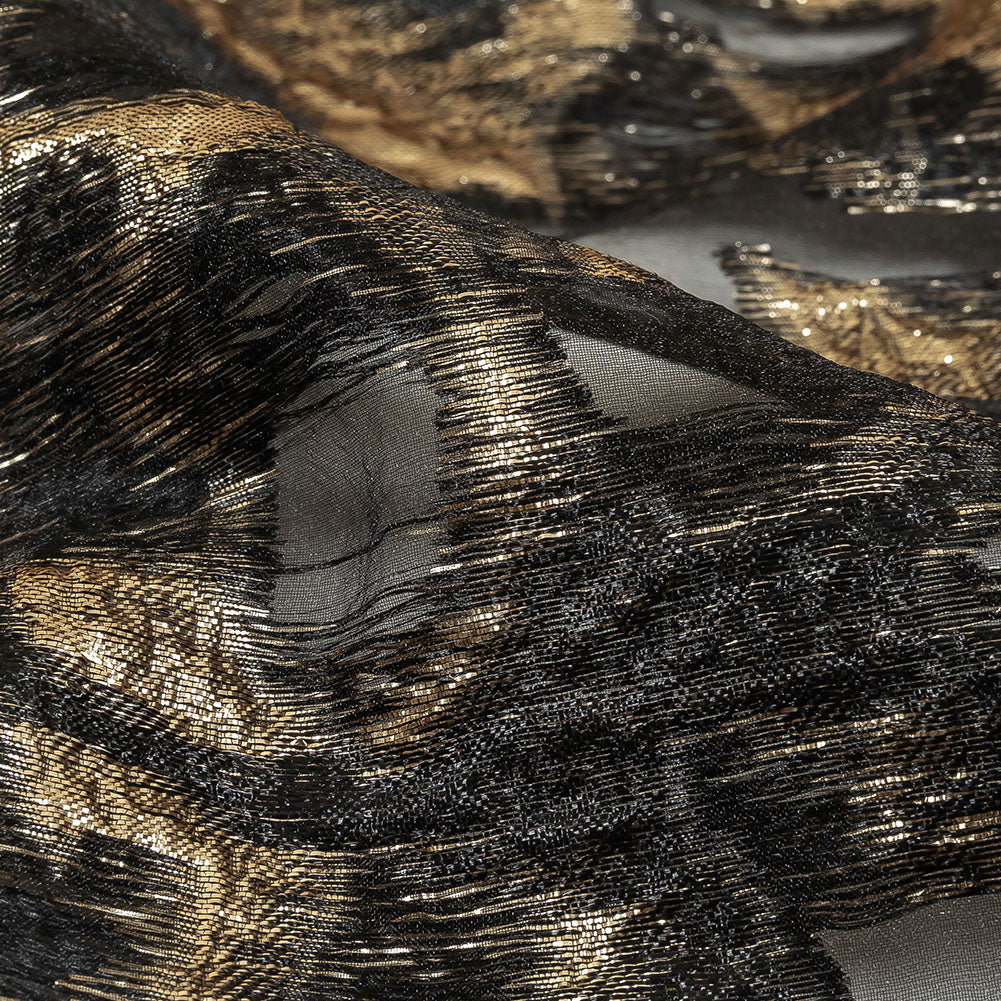 Metallic Gold and Black Abstract Luxury Burnout Brocade - Joann Fabrics