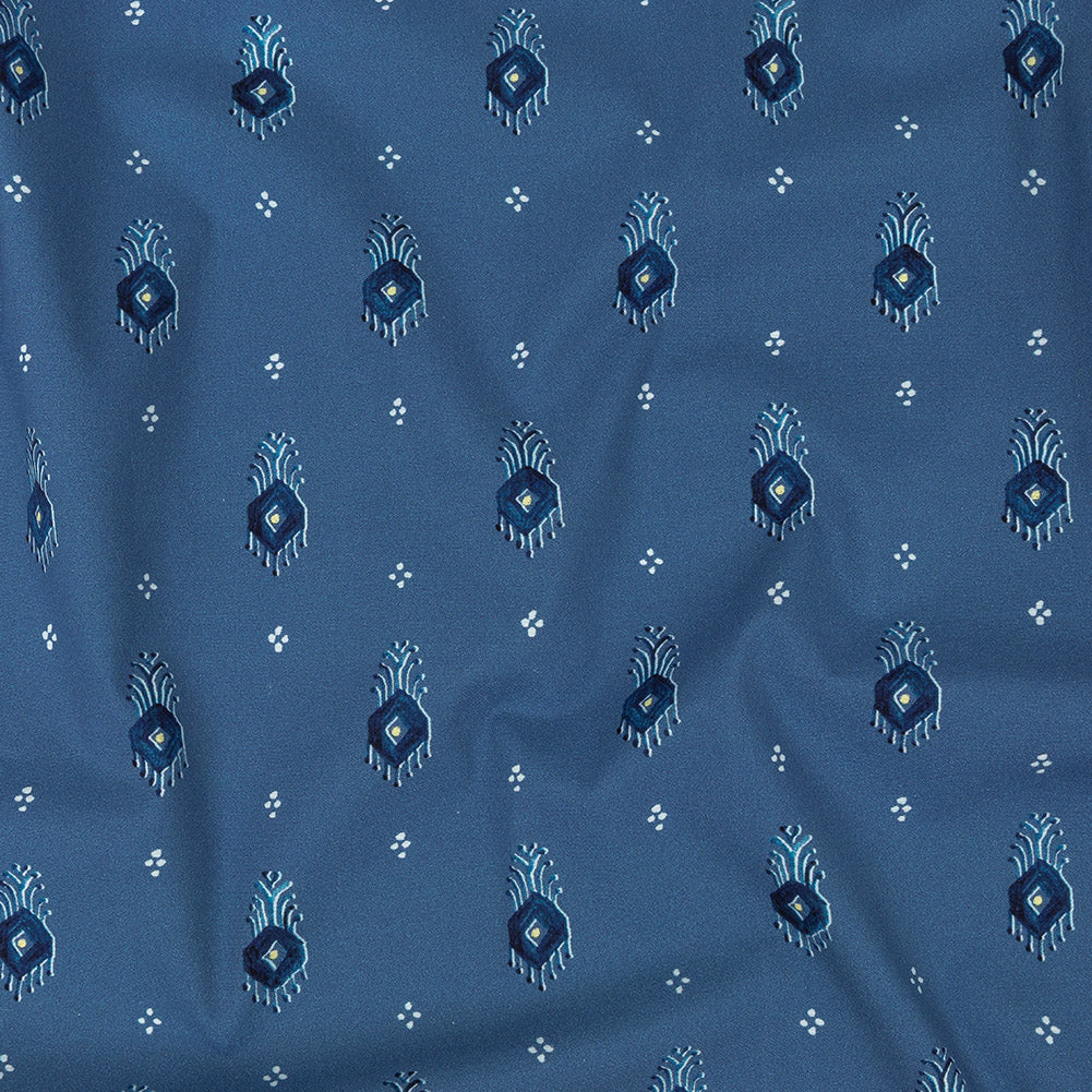Mood Exclusive Dusty Blue Evil Eye Stretch Cotton Poplin - Joann Fabrics