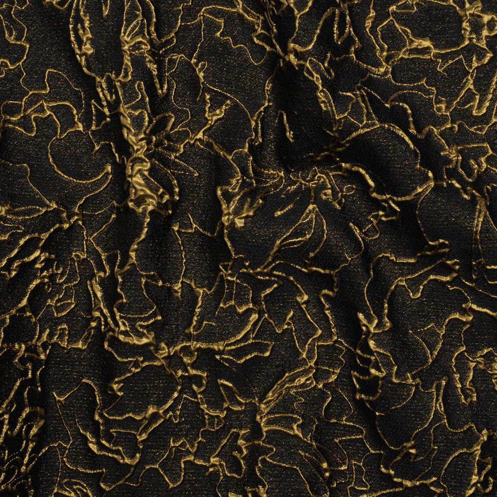 Metallic Luxury Brocade - Black and Gold Floral Outlines - Joann Fabrics