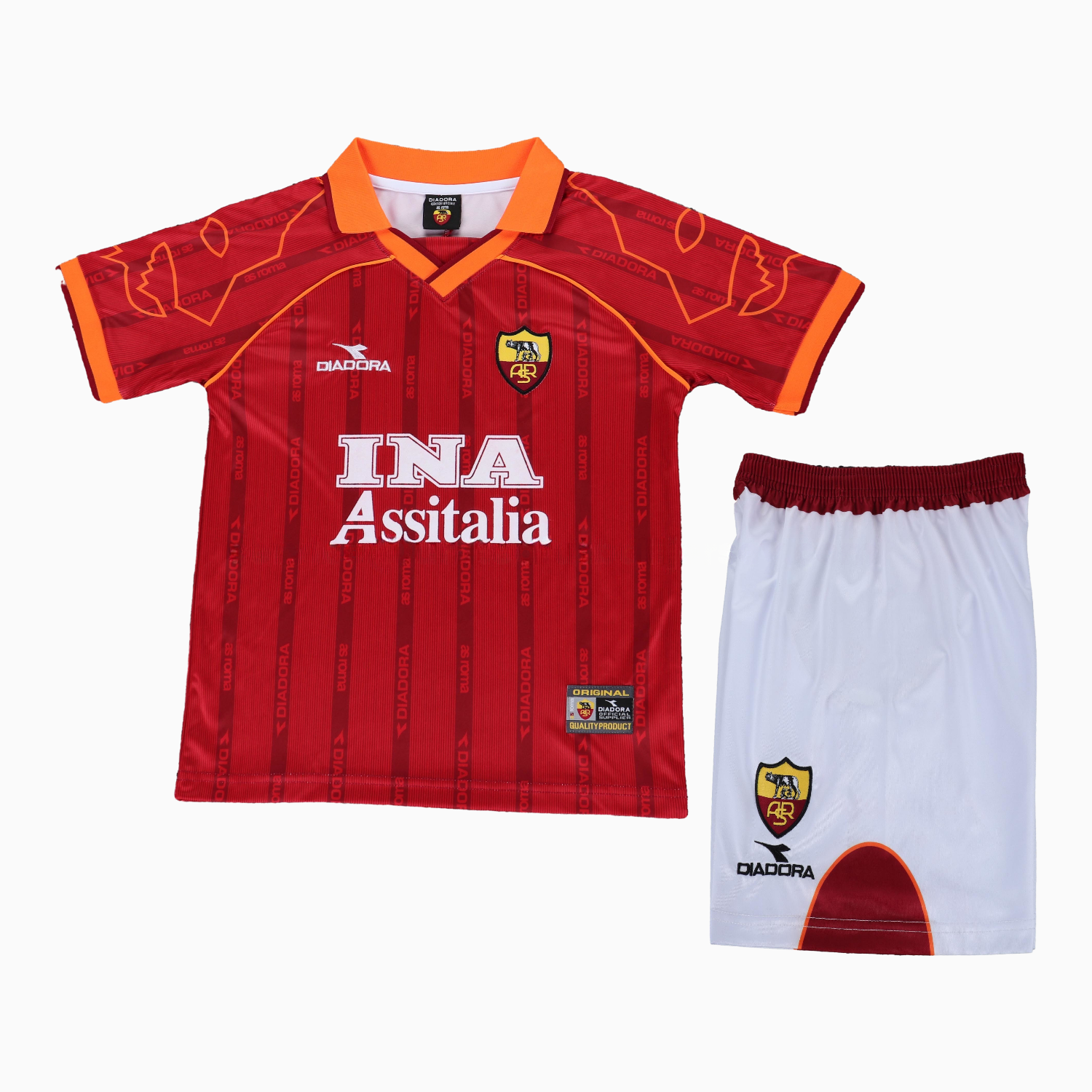 Retro Roma 1999-00 Home Kids Kit - UnitedFutballJersey
