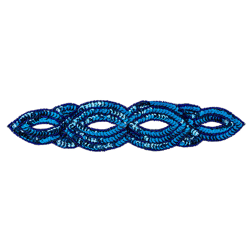 Vintage Royal Blue Sequins and Beaded Figure Eight Applique - 11