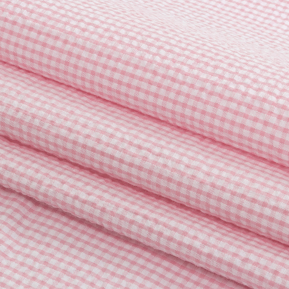 Organic Cotton Seersucker - Pink Gingham - Olinda Collection - Joann Fabrics