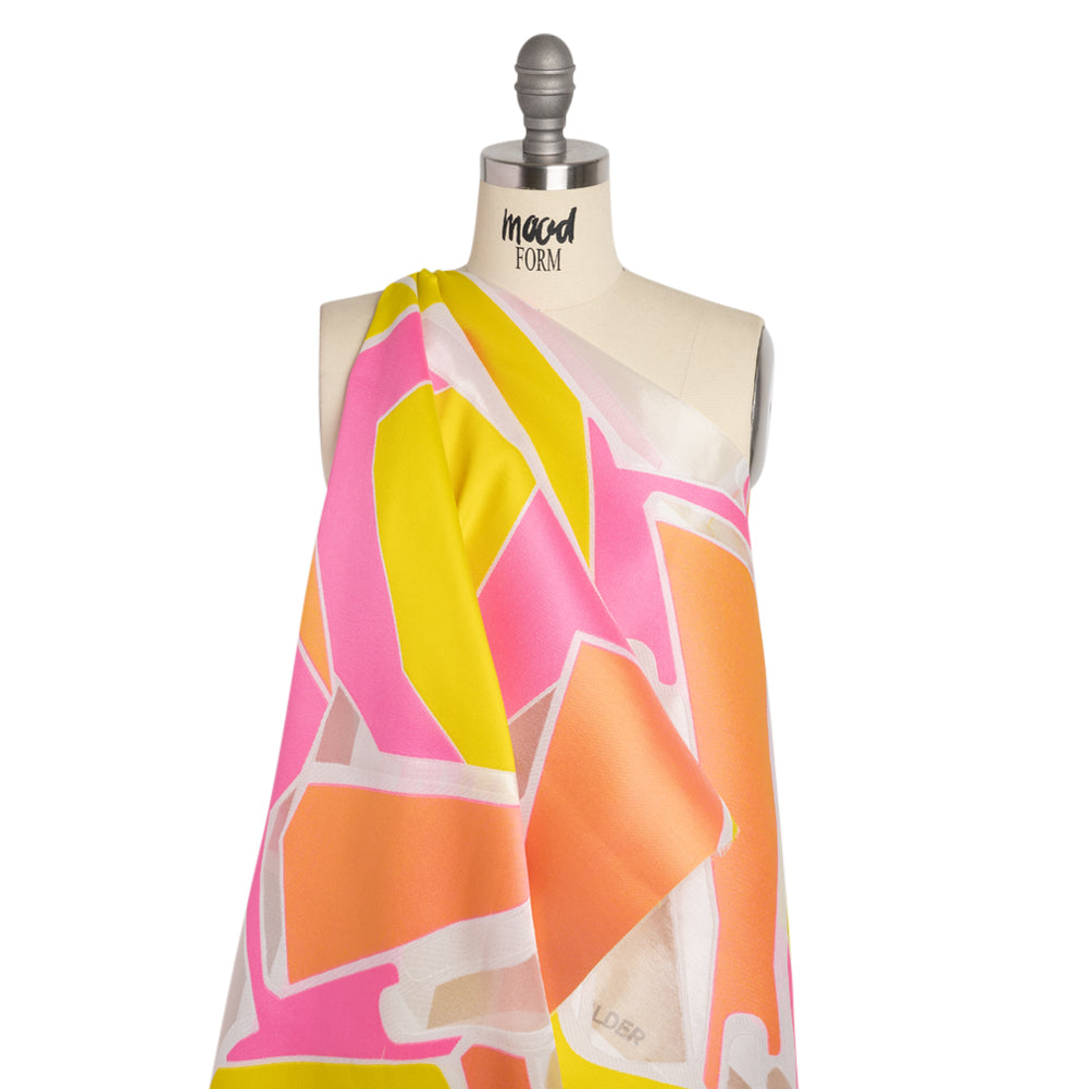 Hot Pink, Orange and Yellow Abstract Luxury Burnout Brocade - Joann Fabrics