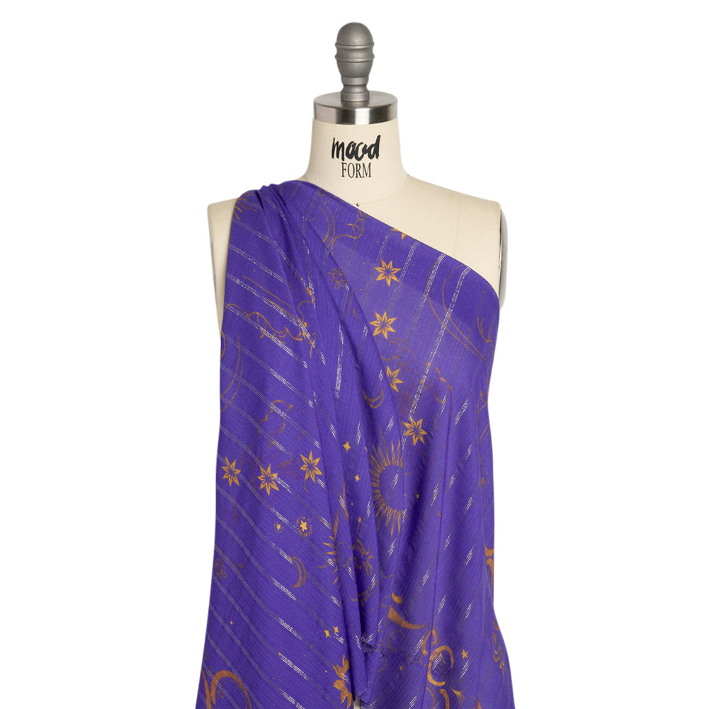 Mood Exclusive Purple Endless Diamond Sky Metallic Pinstriped Viscose Dobby - Joann Fabrics